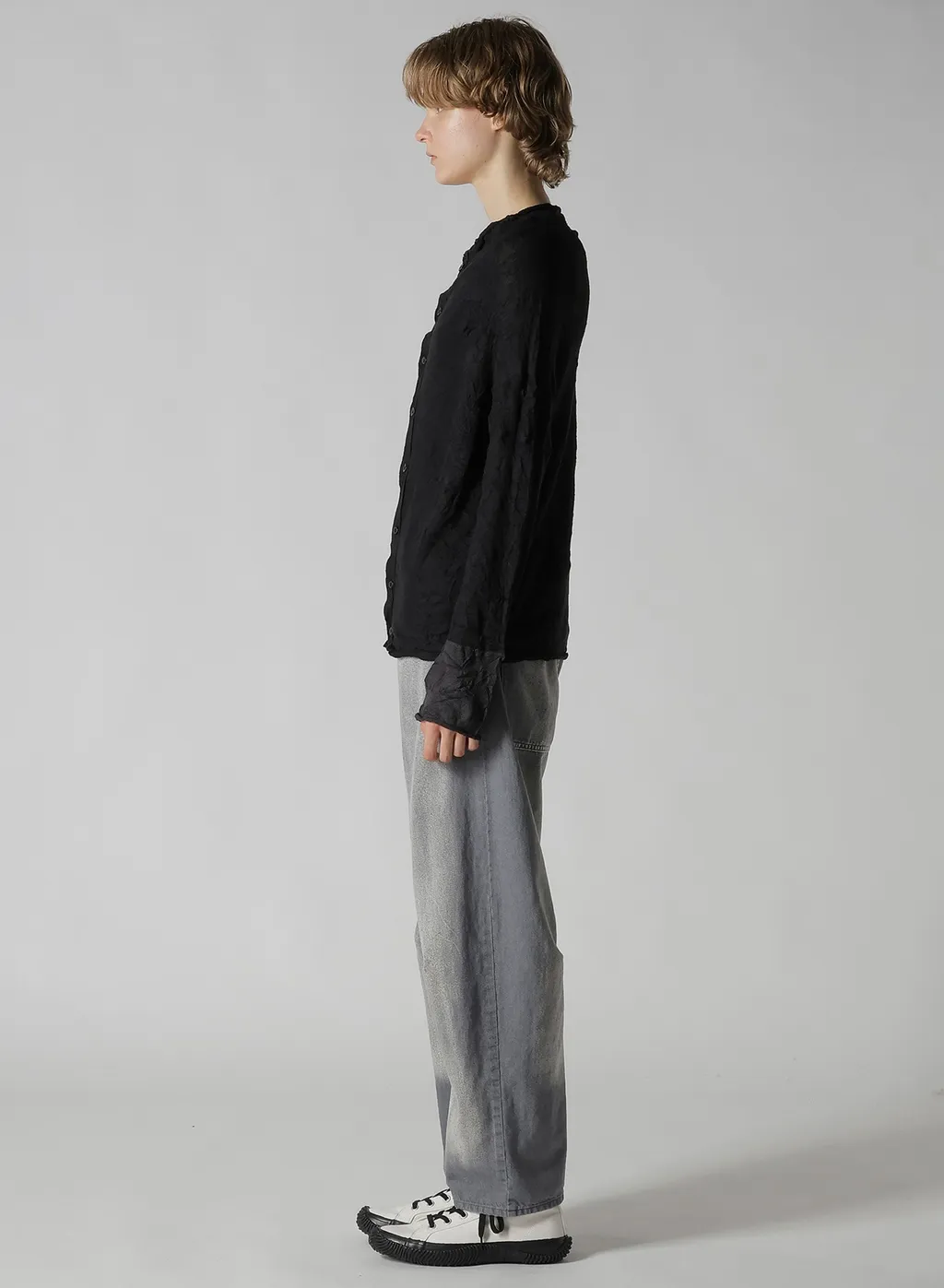 Off Neck Wrinkled Long Sleeve Cardigan