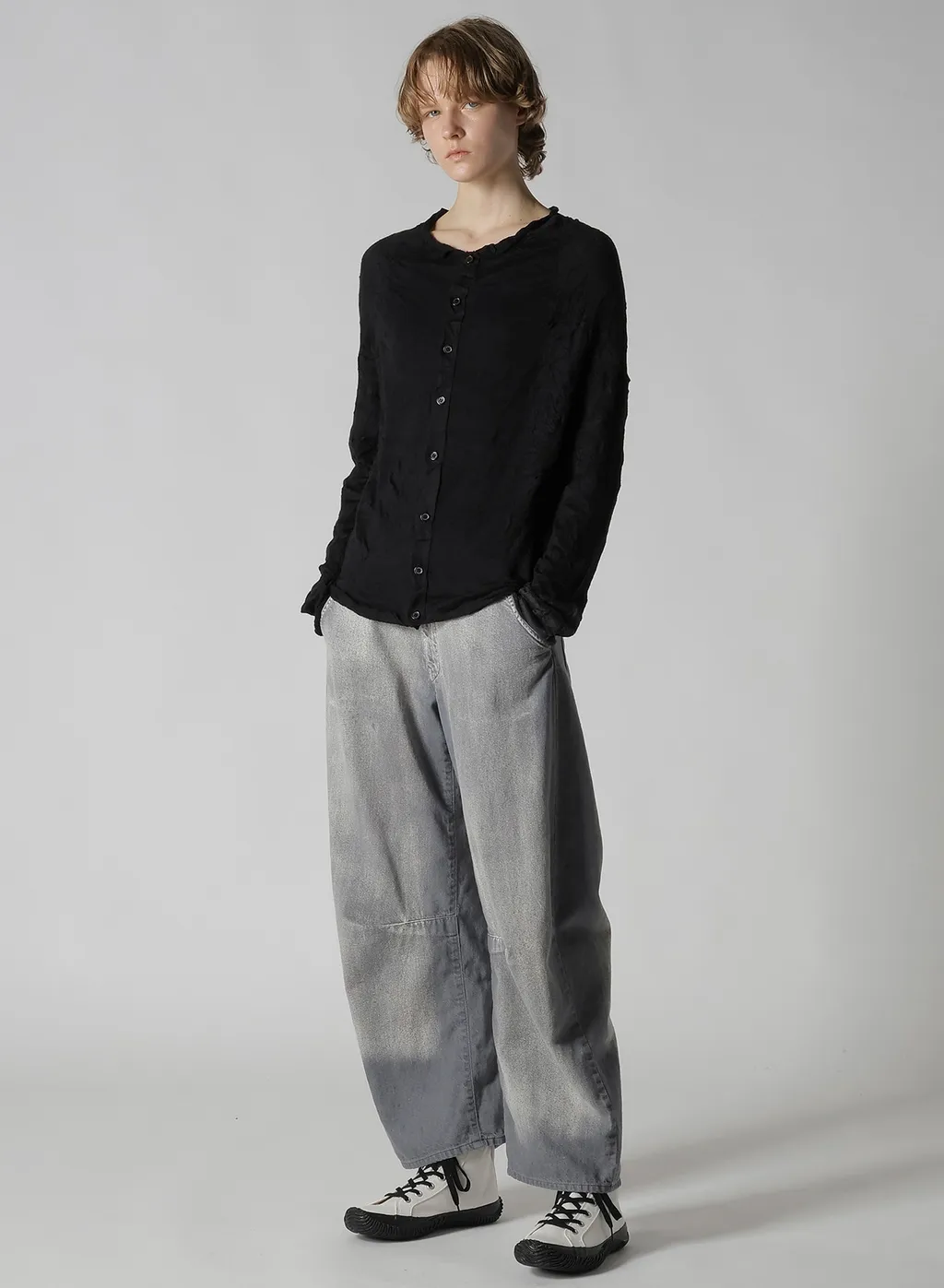 Off Neck Wrinkled Long Sleeve Cardigan