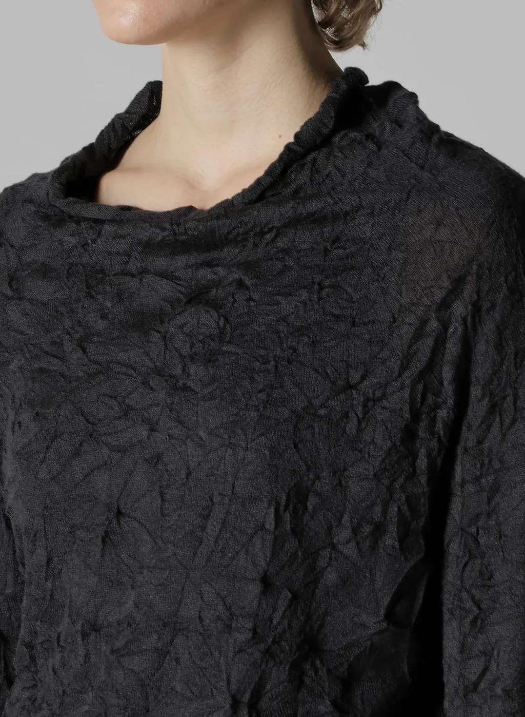Off Neck Wrinkled Long Sleeve Pullover