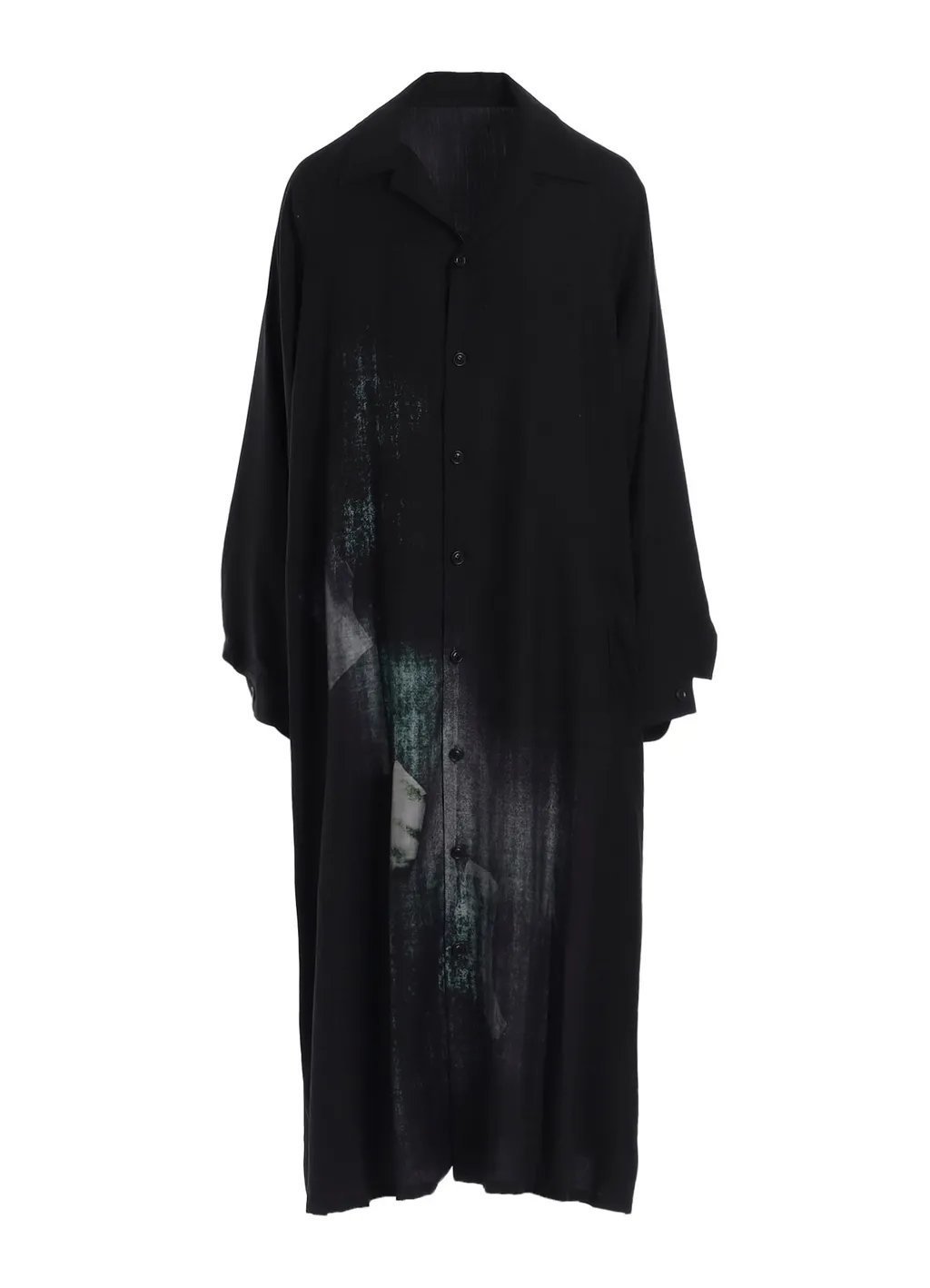 Message-Print Dungaree Twill Open Collar Shirt Dress