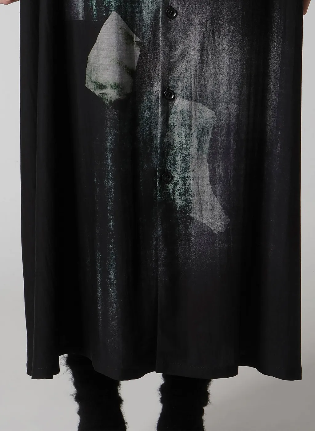 Message-Print Dungaree Twill Open Collar Shirt Dress
