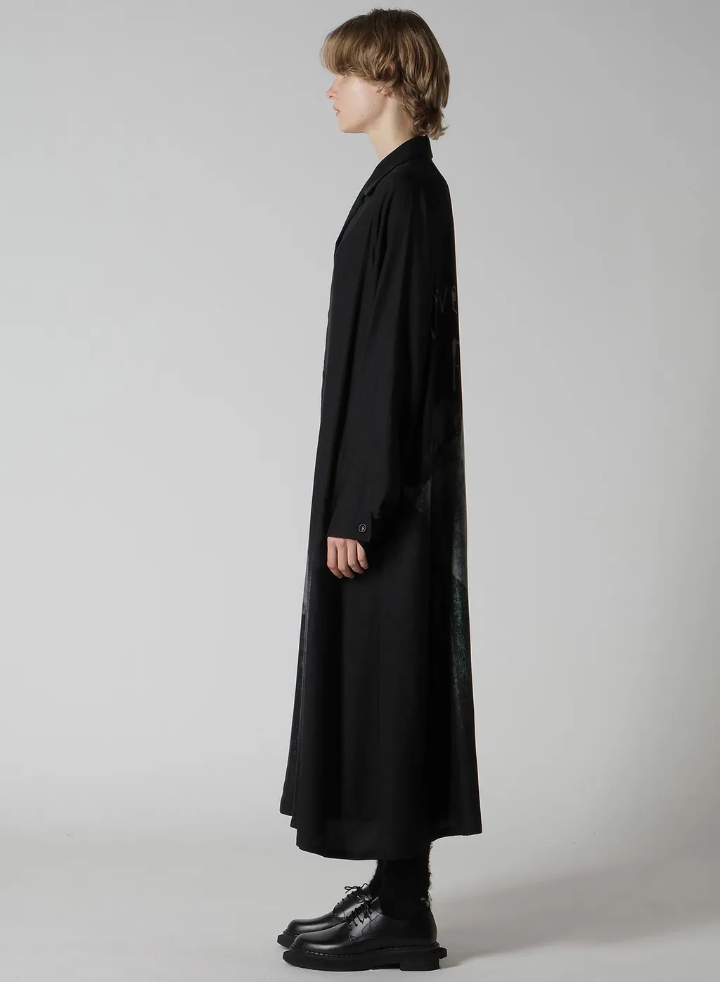Message-Print Dungaree Twill Open Collar Shirt Dress