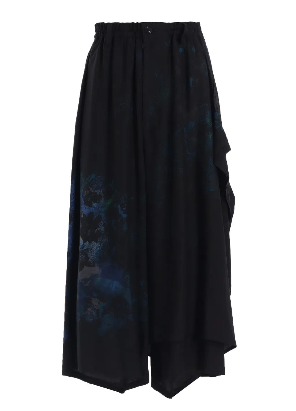 Flower/Lace-Preint Dungaree Twill Pants