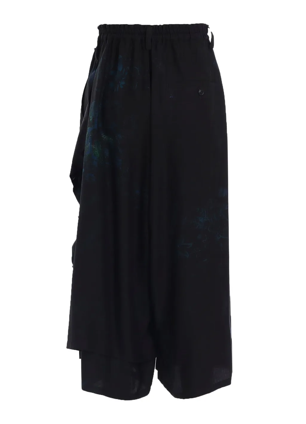 Flower/Lace-Preint Dungaree Twill Pants
