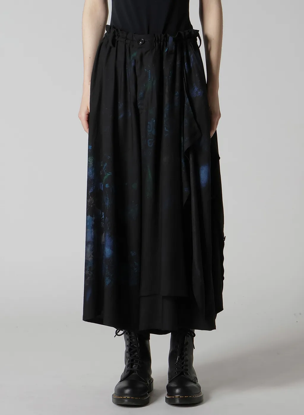 Flower/Lace-Preint Dungaree Twill Pants