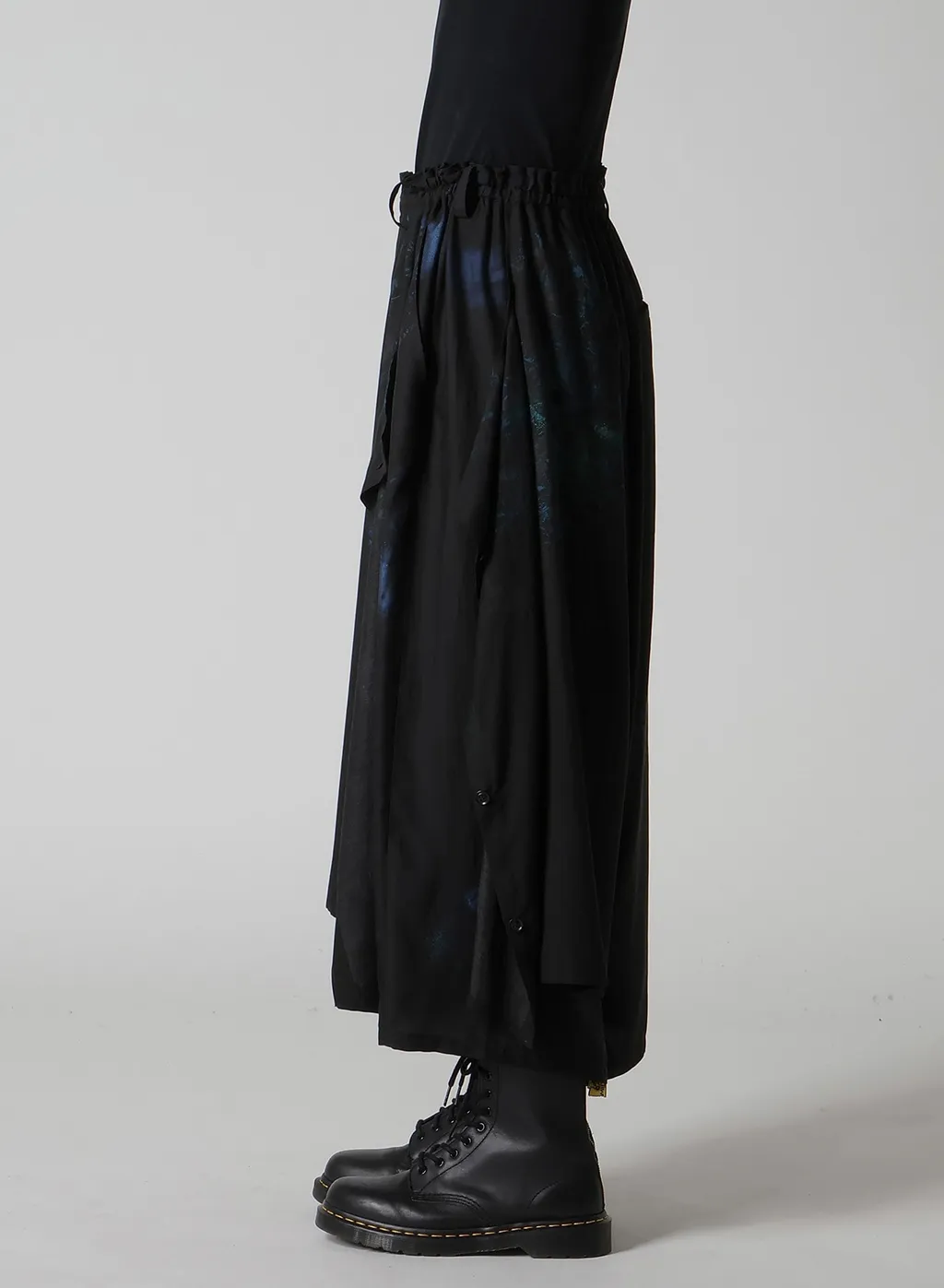 Flower/Lace-Preint Dungaree Twill Pants