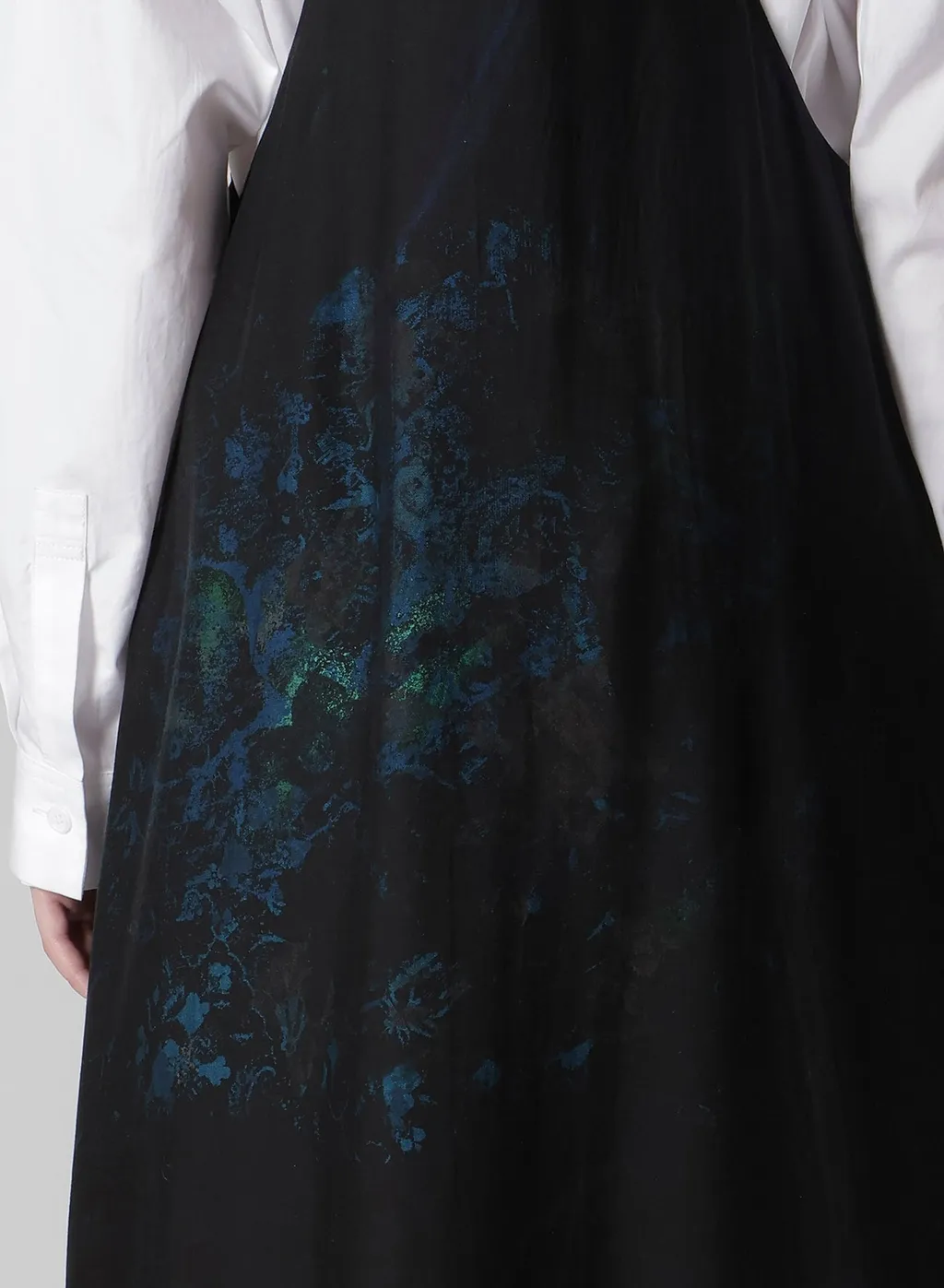 Flower/Lace-Preint Dungaree Twill Overalls Dress