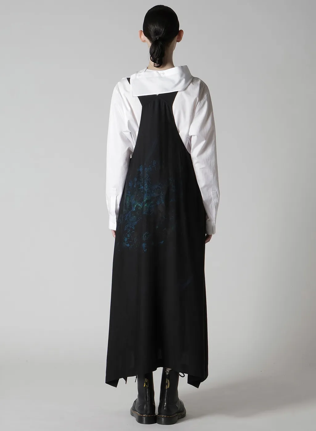 Flower/Lace-Preint Dungaree Twill Overalls Dress