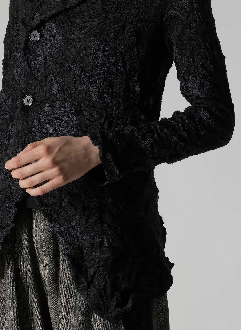 Big Flower Wrinkled Knit Jacket
