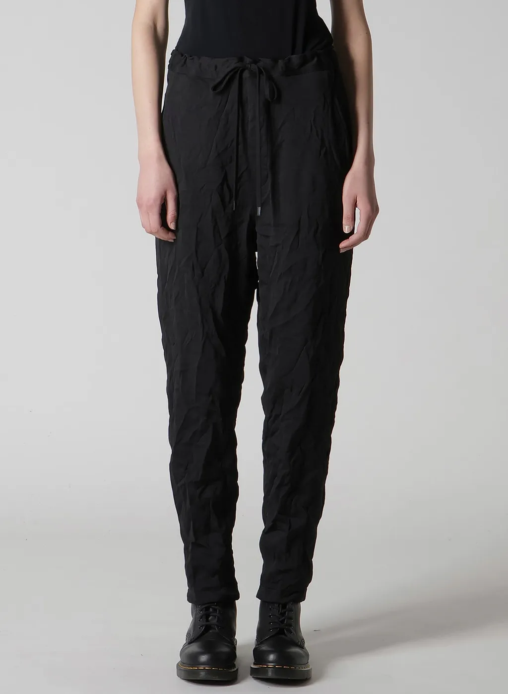 Wrinkle-Effect Tapered Pants