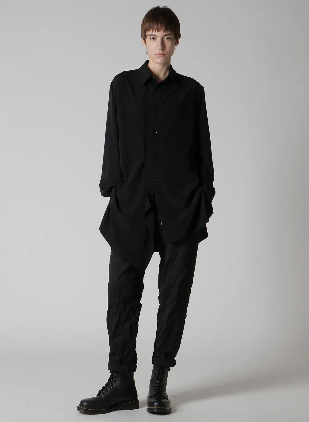 Wrinkle-Effect Tapered Pants