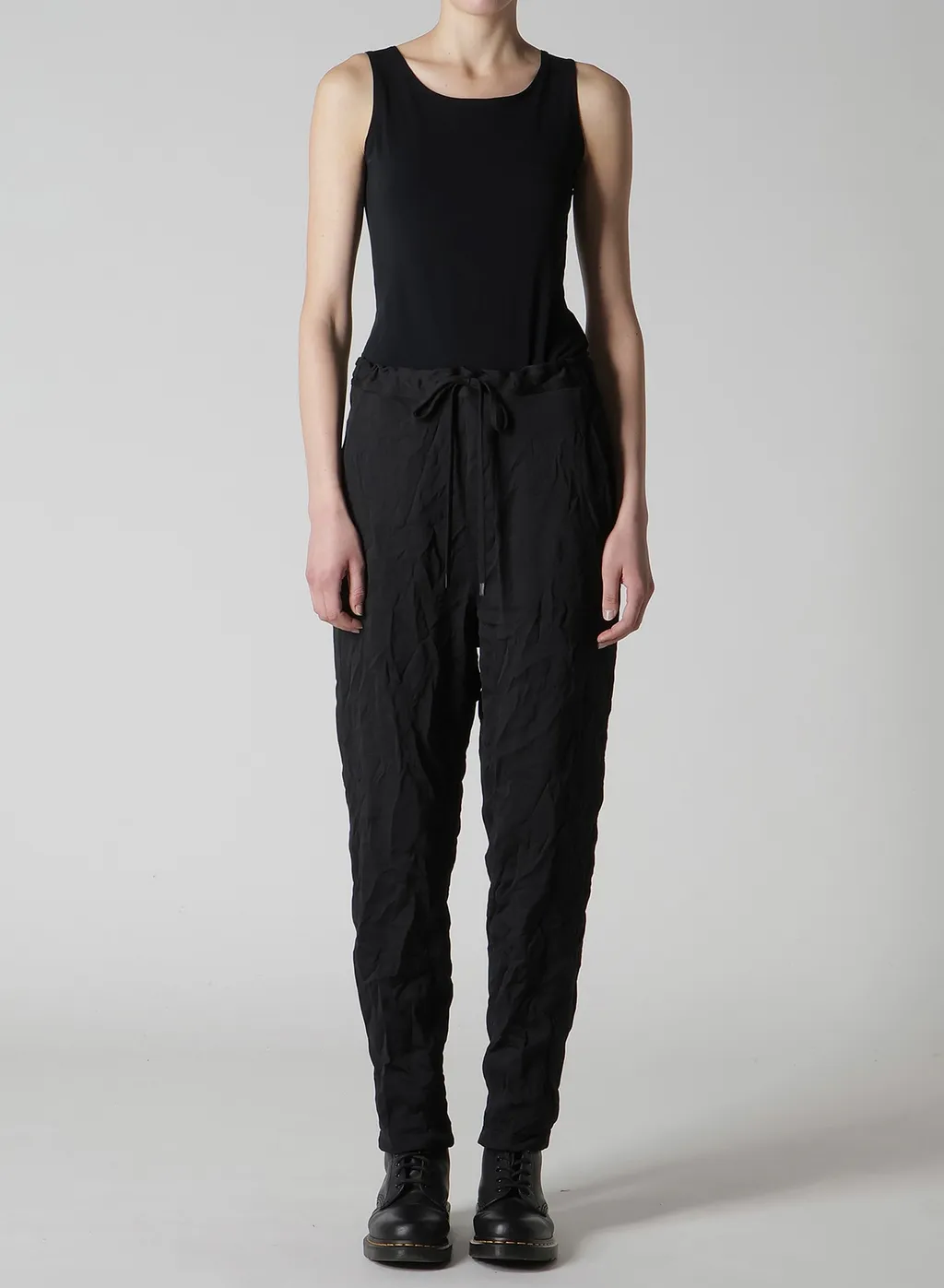Wrinkle-Effect Tapered Pants