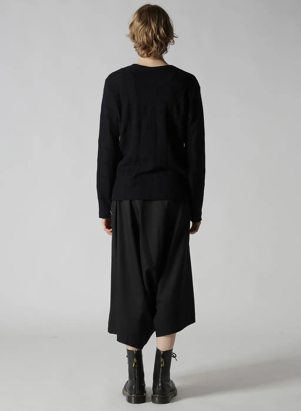 Geometric Sheer Jq Round Neck Long Cardigan