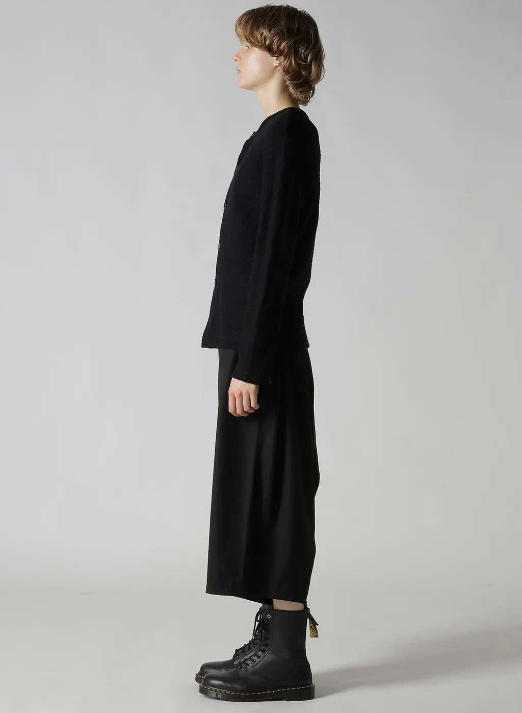 Geometric Sheer Jq Round Neck Long Cardigan