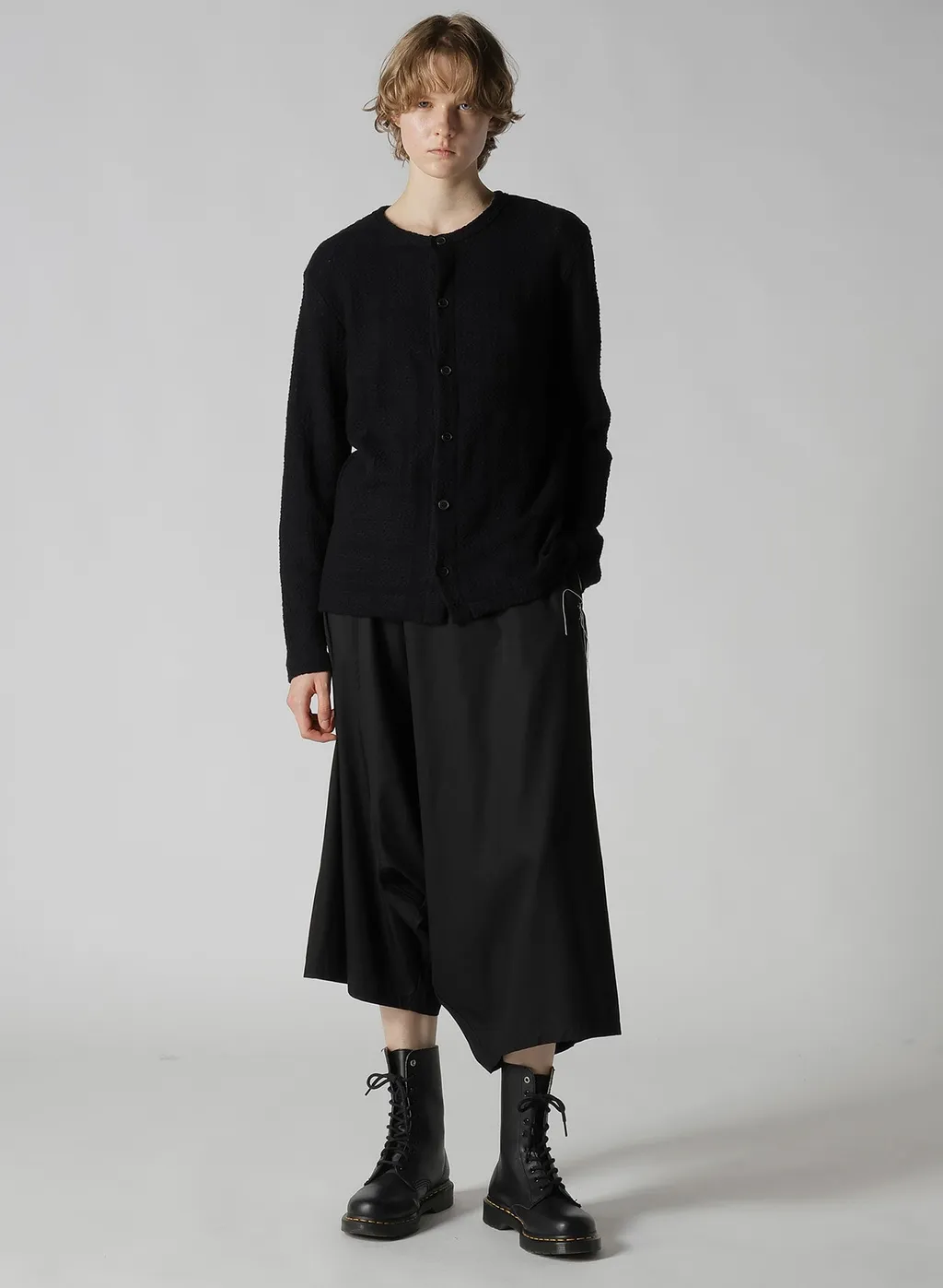 Geometric Sheer Jq Round Neck Long Cardigan