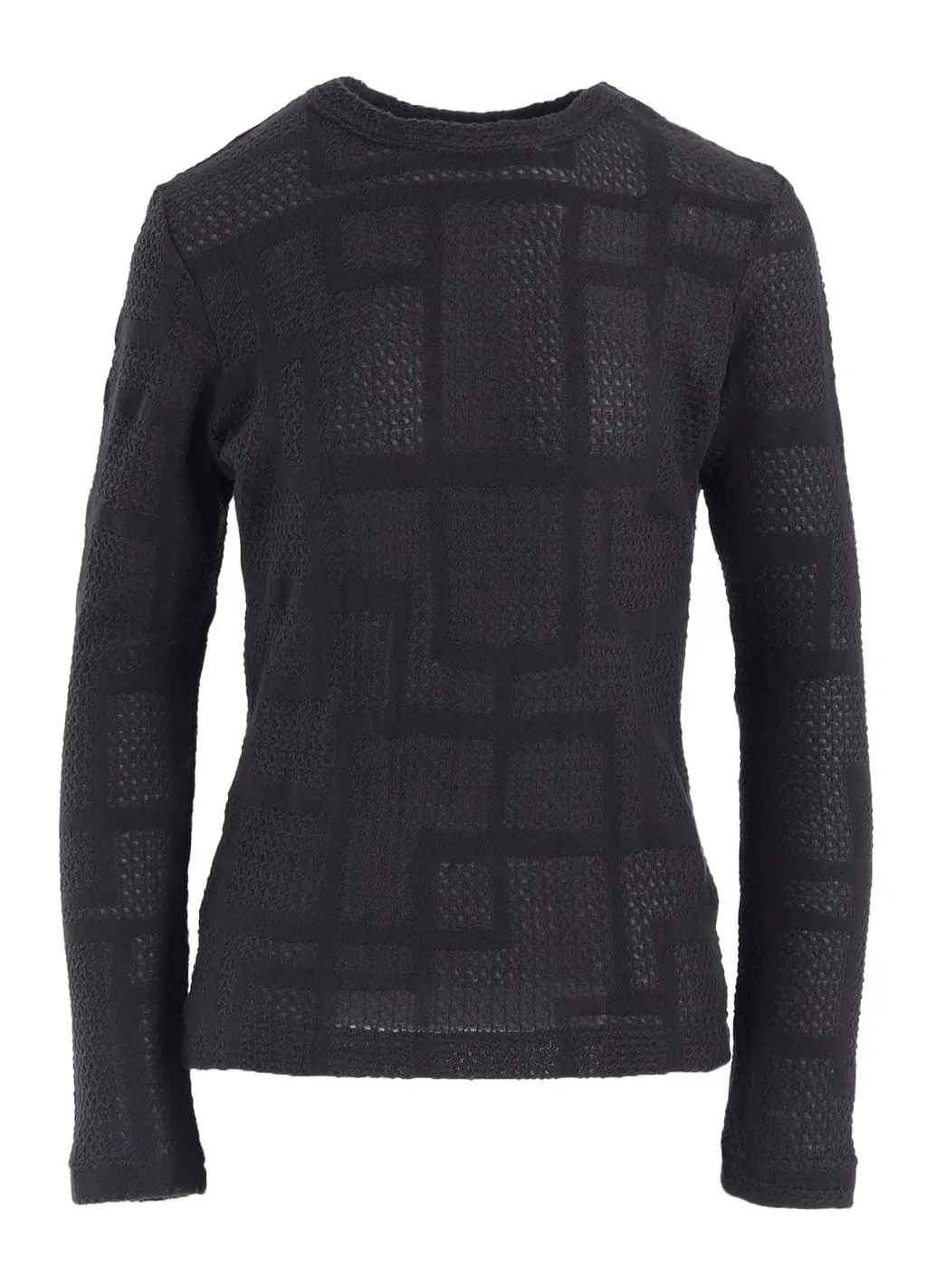 Geometric Sheer Jq Round Neck Long Sleeve T