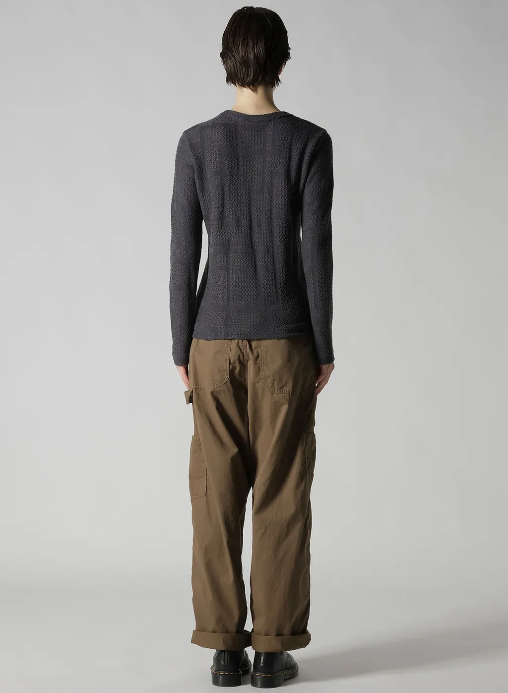 Geometric Sheer Jq Round Neck Long Sleeve T