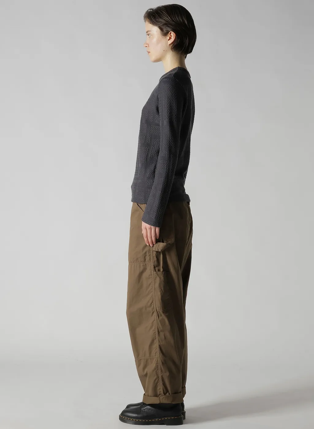 Geometric Sheer Jq Round Neck Long Sleeve T