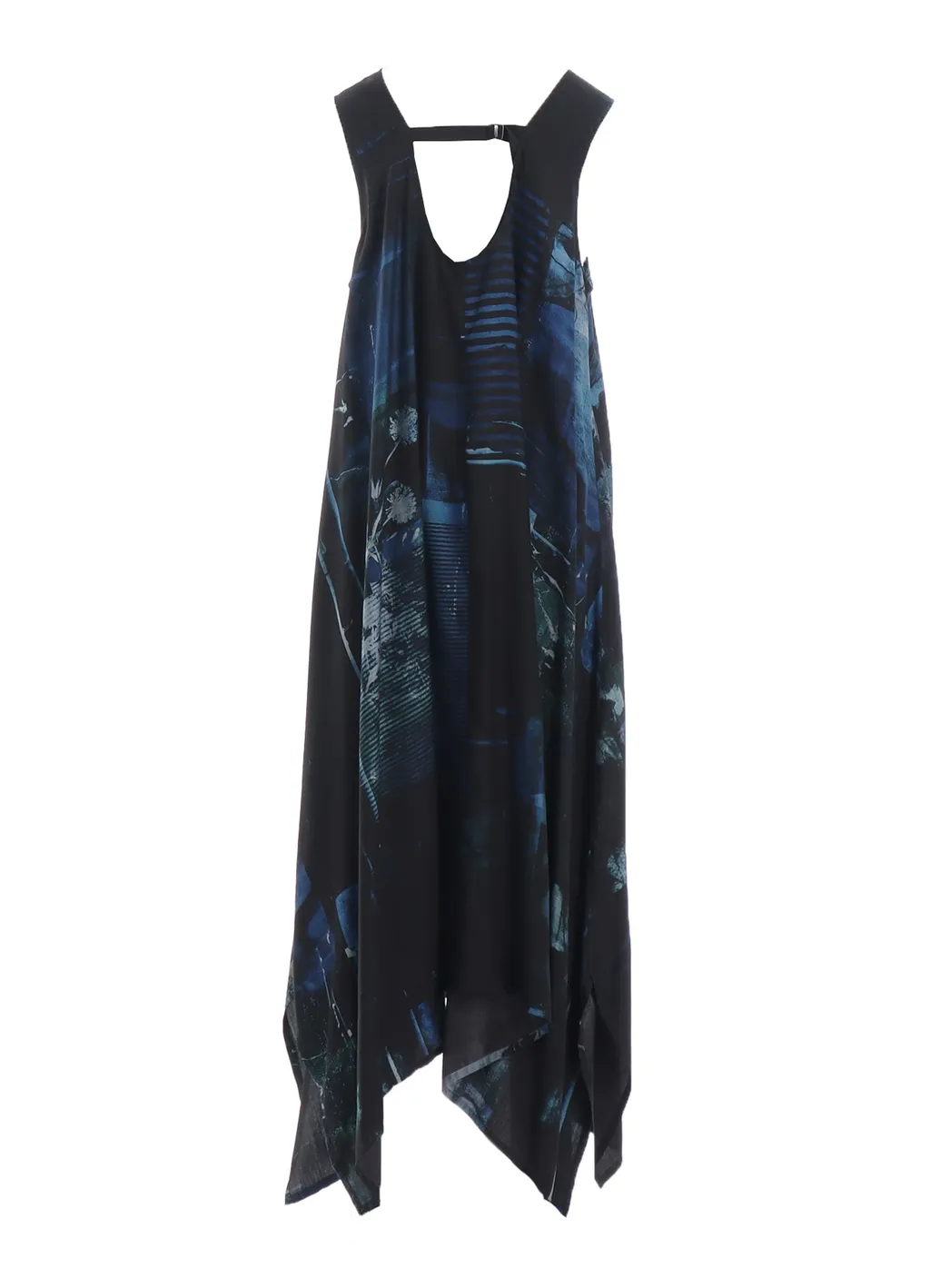 Cupro Blurry Flower Print Belt Tent Dress