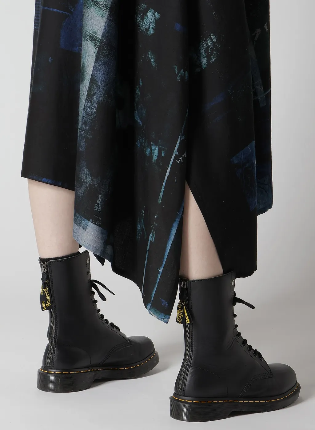 Cupro Blurry Flower Print Belt Tent Dress