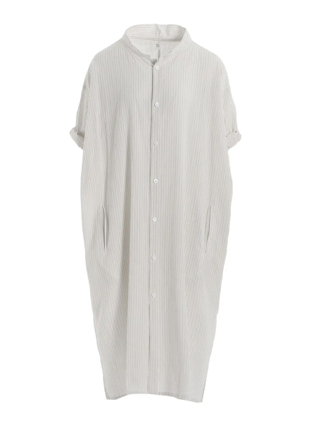 Cotton Voile Rolled-Up Half Sleeve Stripe Dress