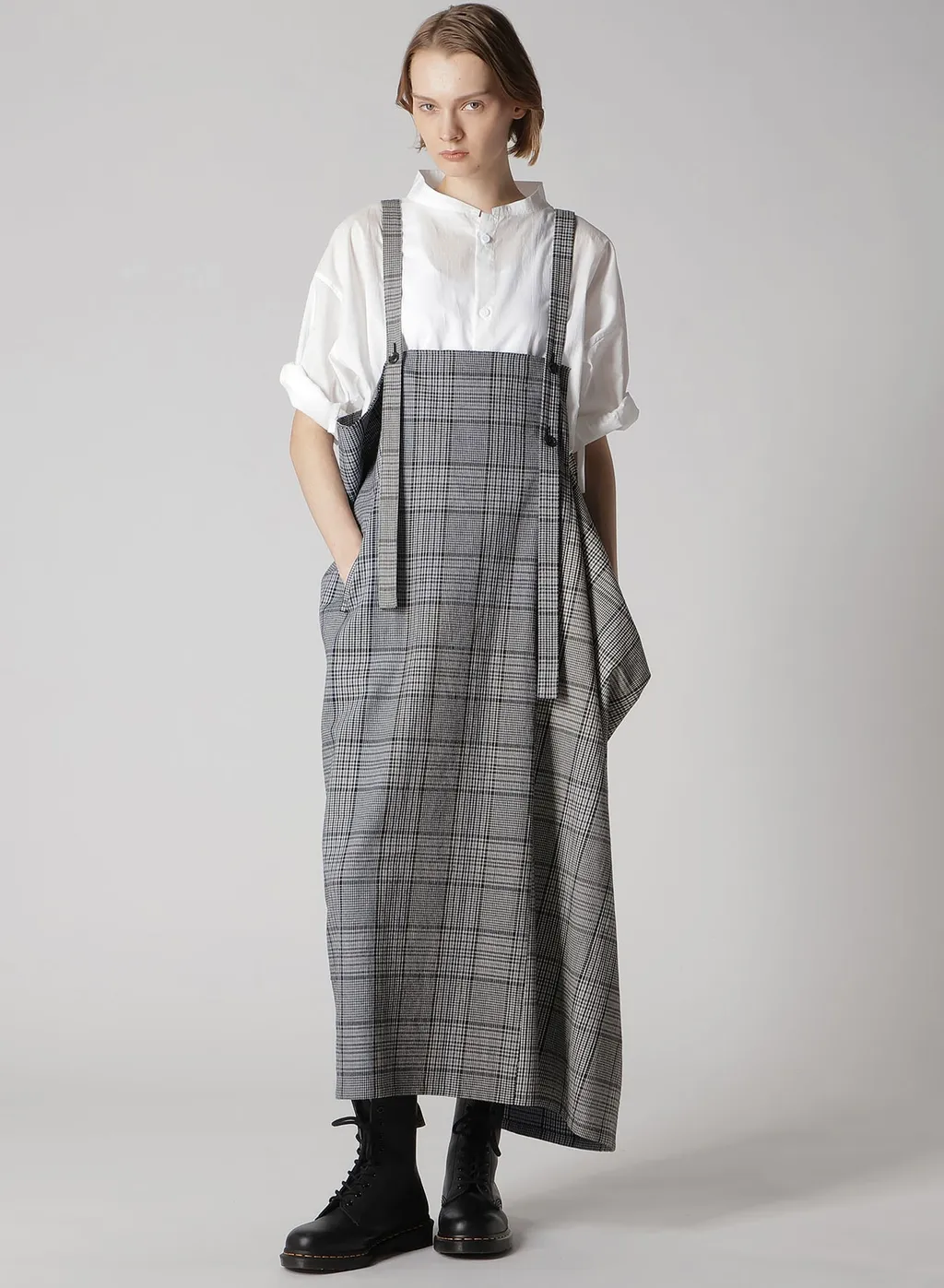 Grid Plaid Square Shoulder Strap Dress