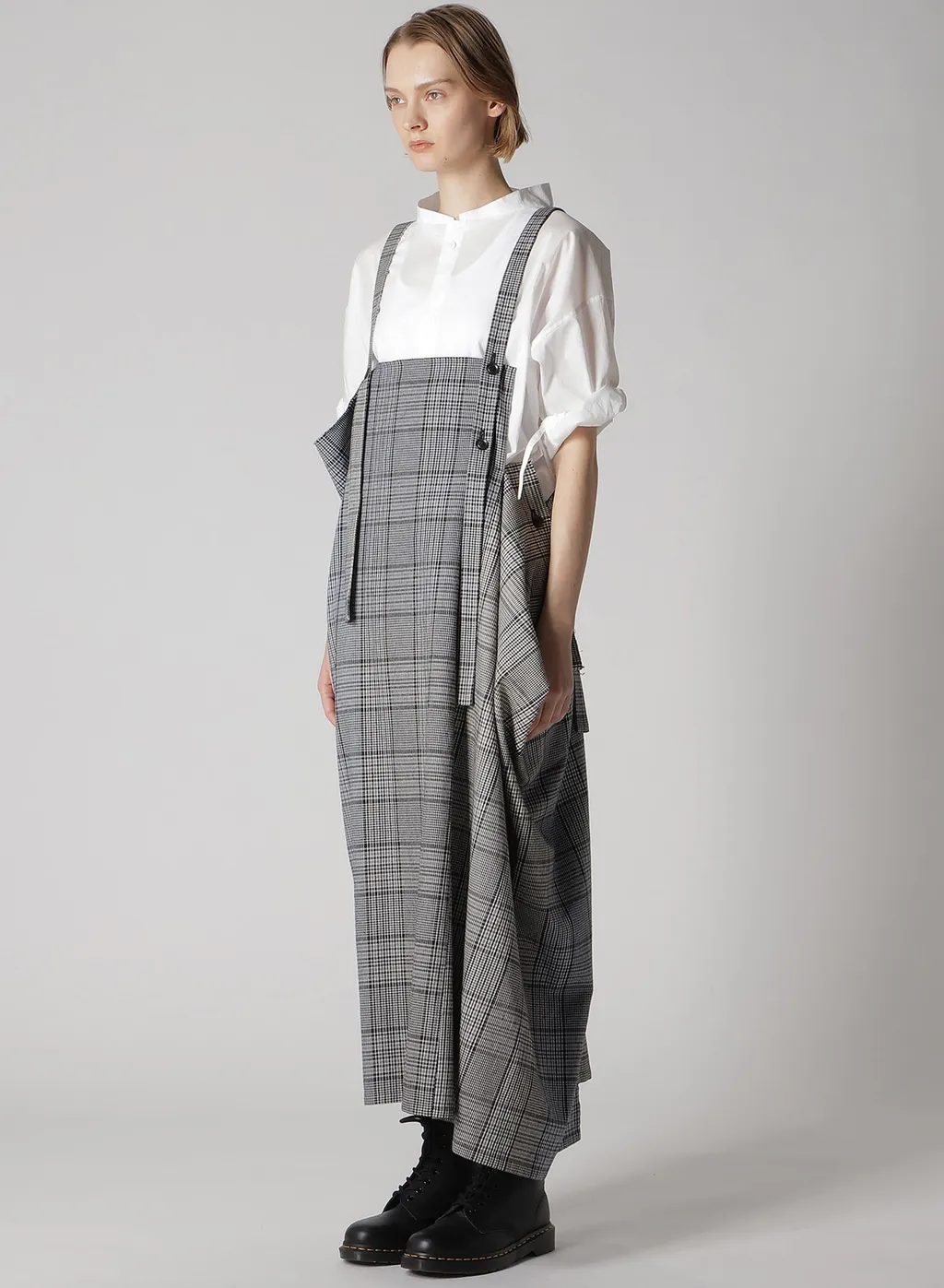 Grid Plaid Square Shoulder Strap Dress