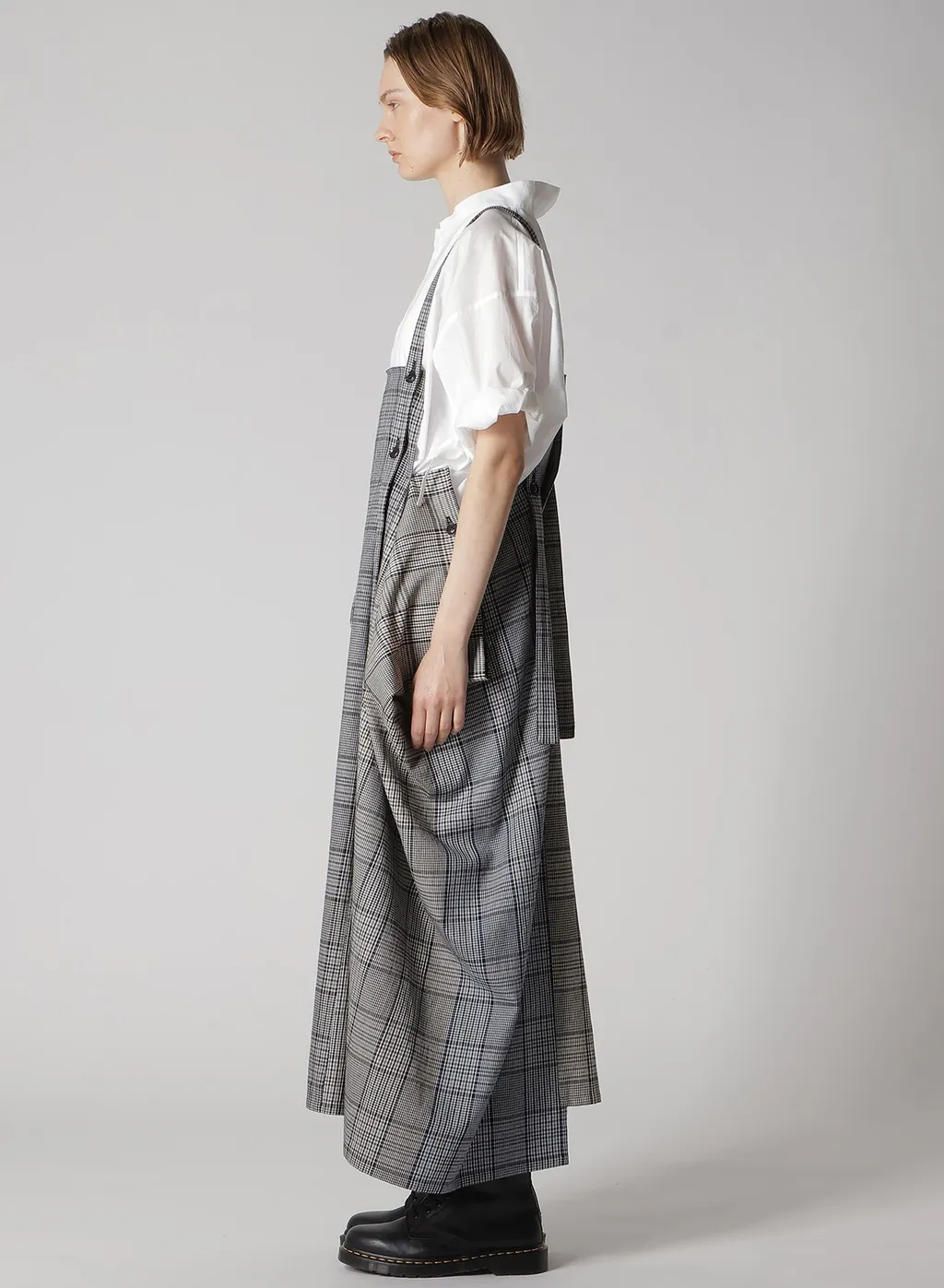 Grid Plaid Square Shoulder Strap Dress