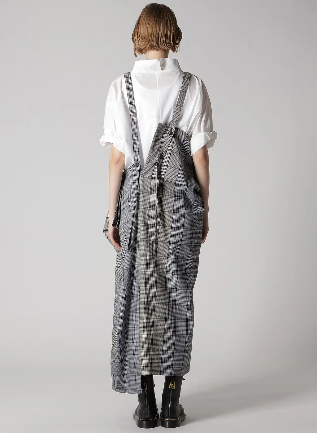 Grid Plaid Square Shoulder Strap Dress