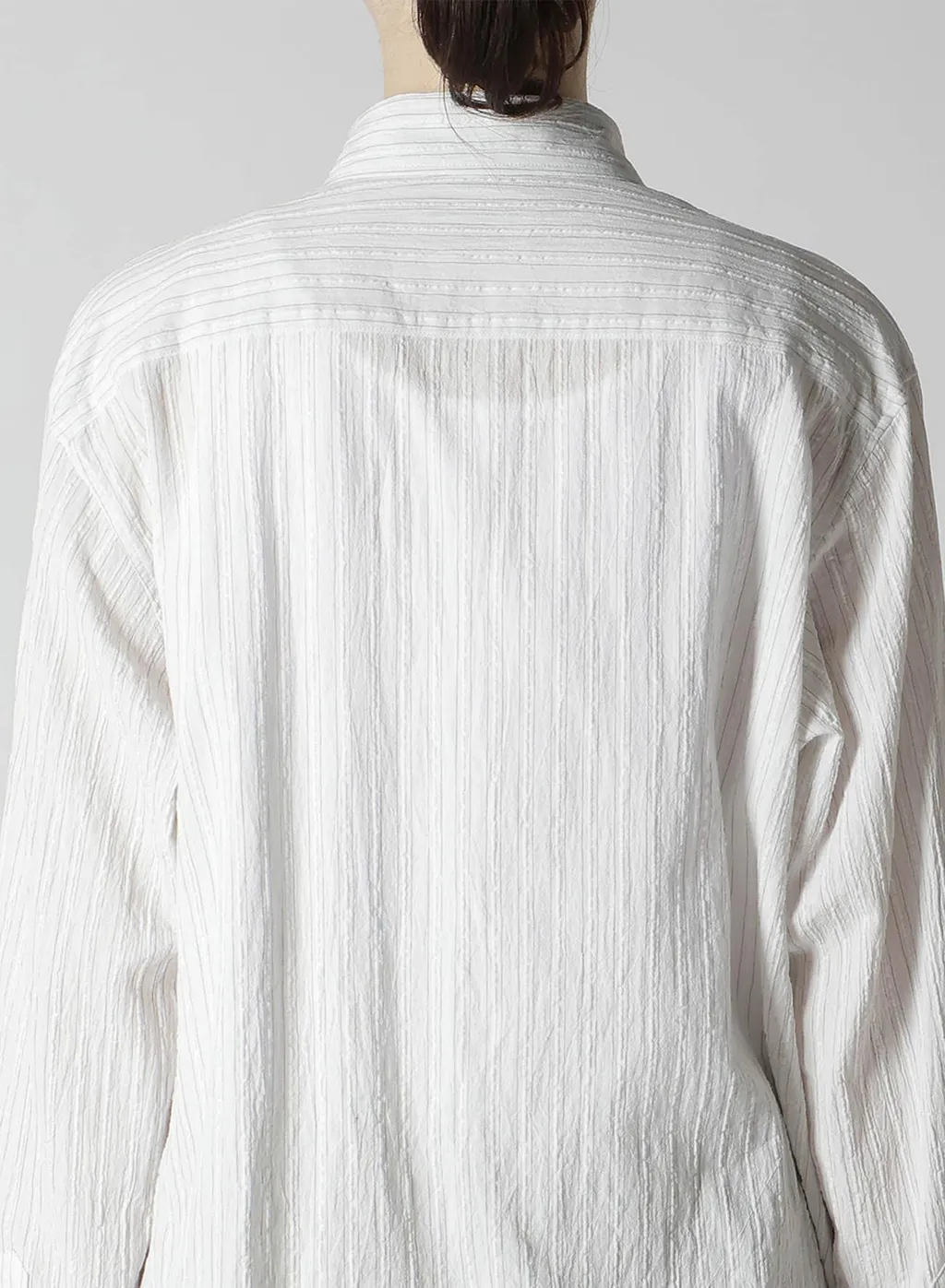 Cotton Voile Untrimmed Frill Stripe Blouse