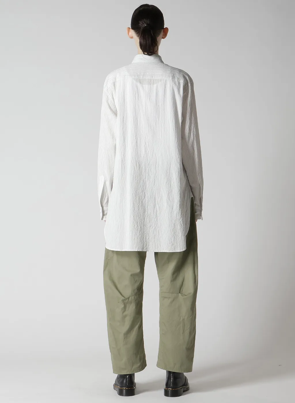 Cotton Voile Untrimmed Frill Stripe Blouse