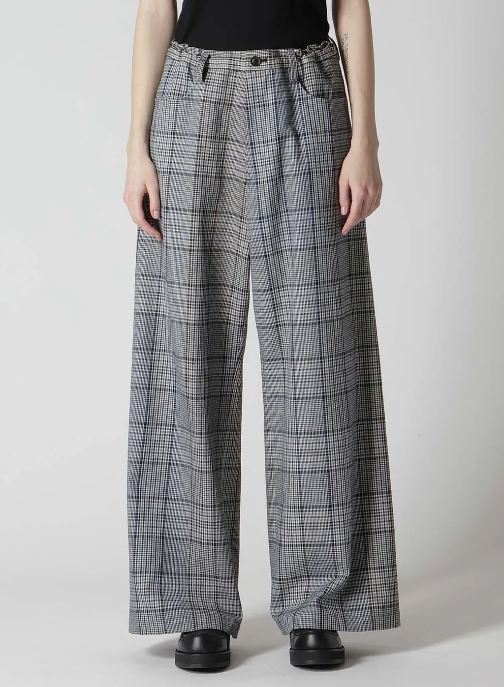 Grid Plaid Long Straight Pants