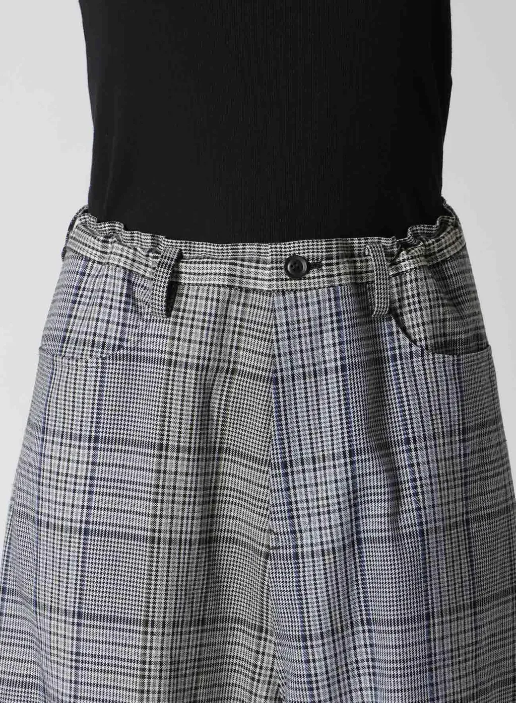 Grid Plaid Long Straight Pants