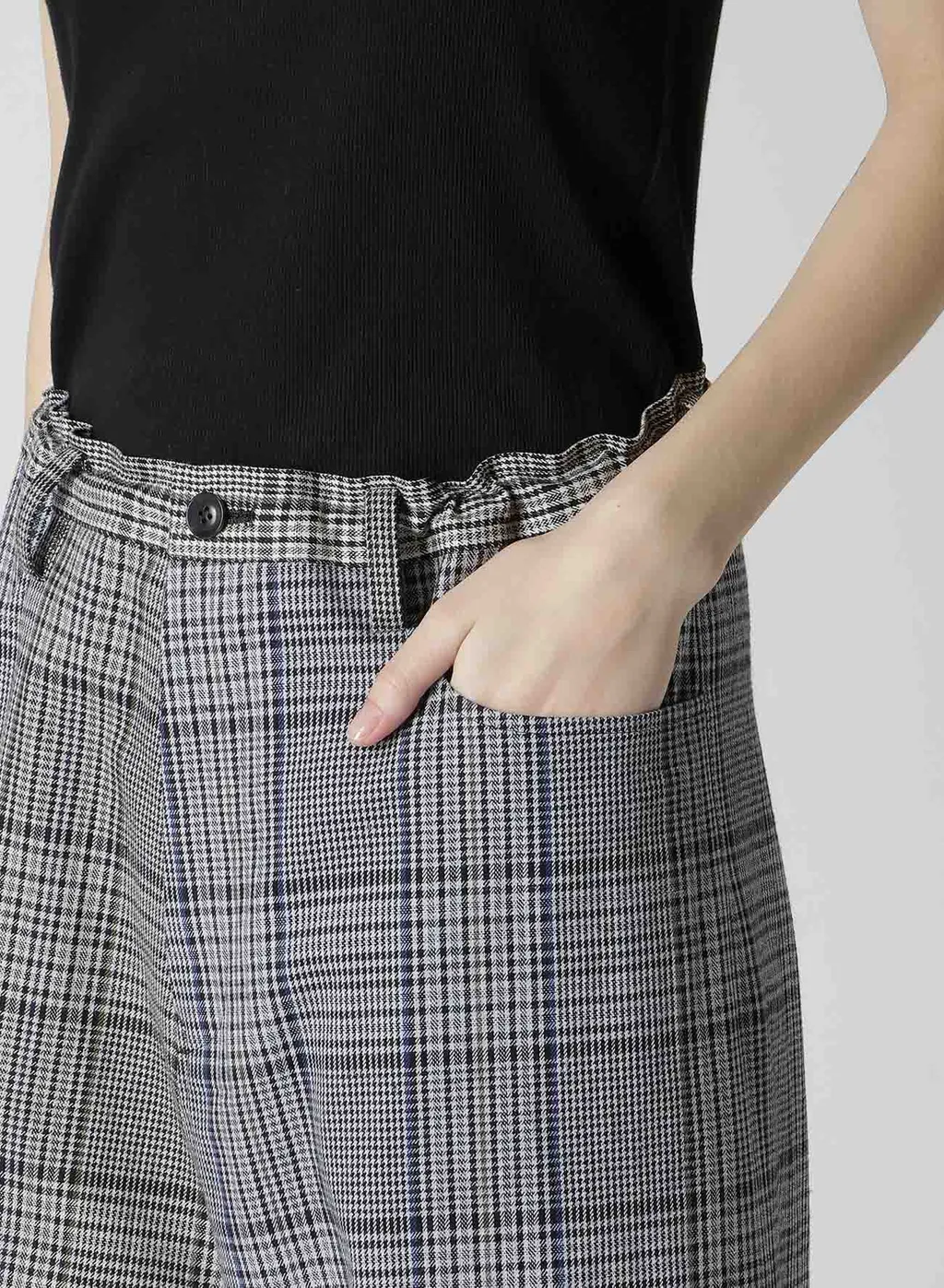 Grid Plaid Long Straight Pants