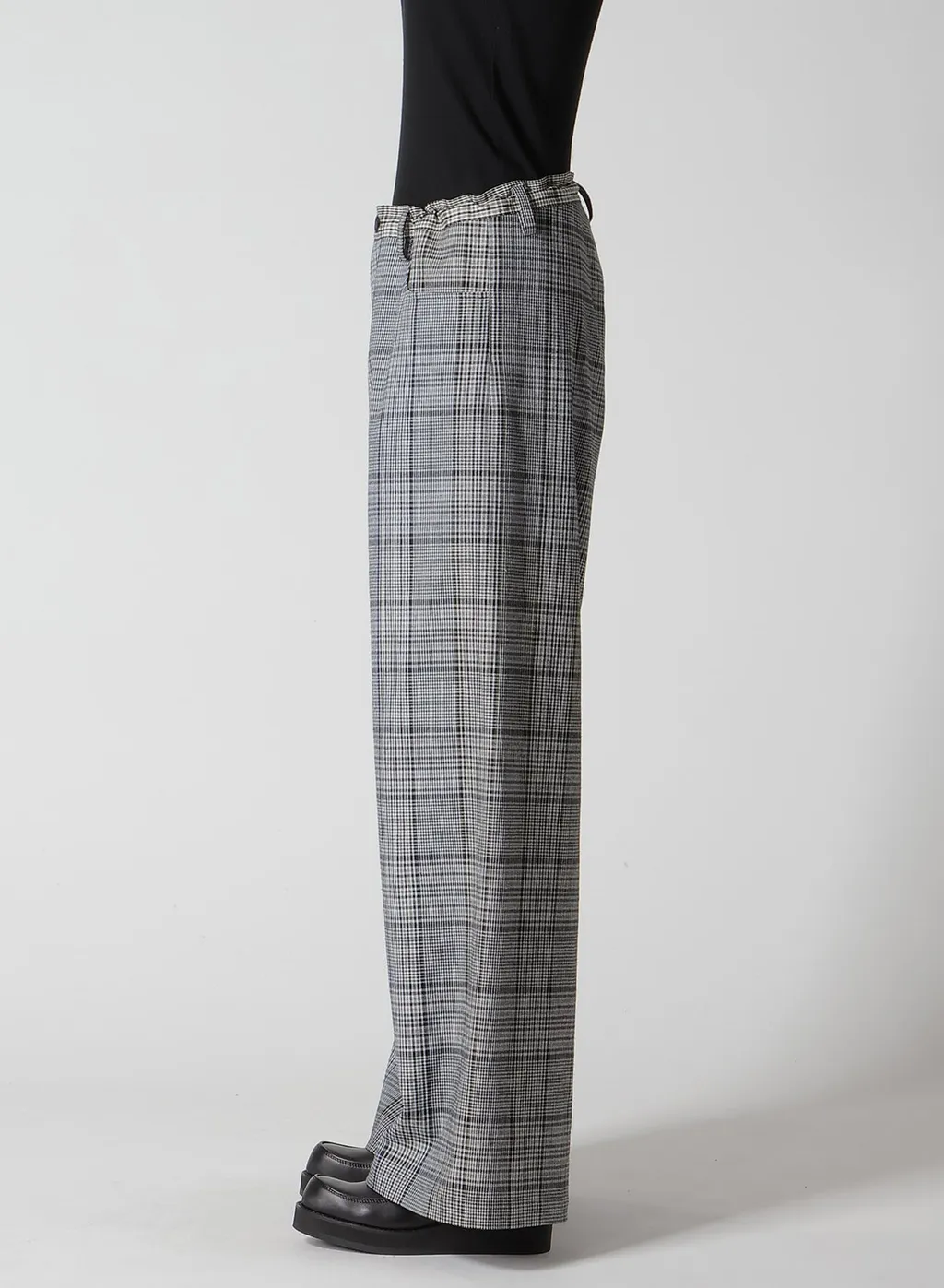 Grid Plaid Long Straight Pants