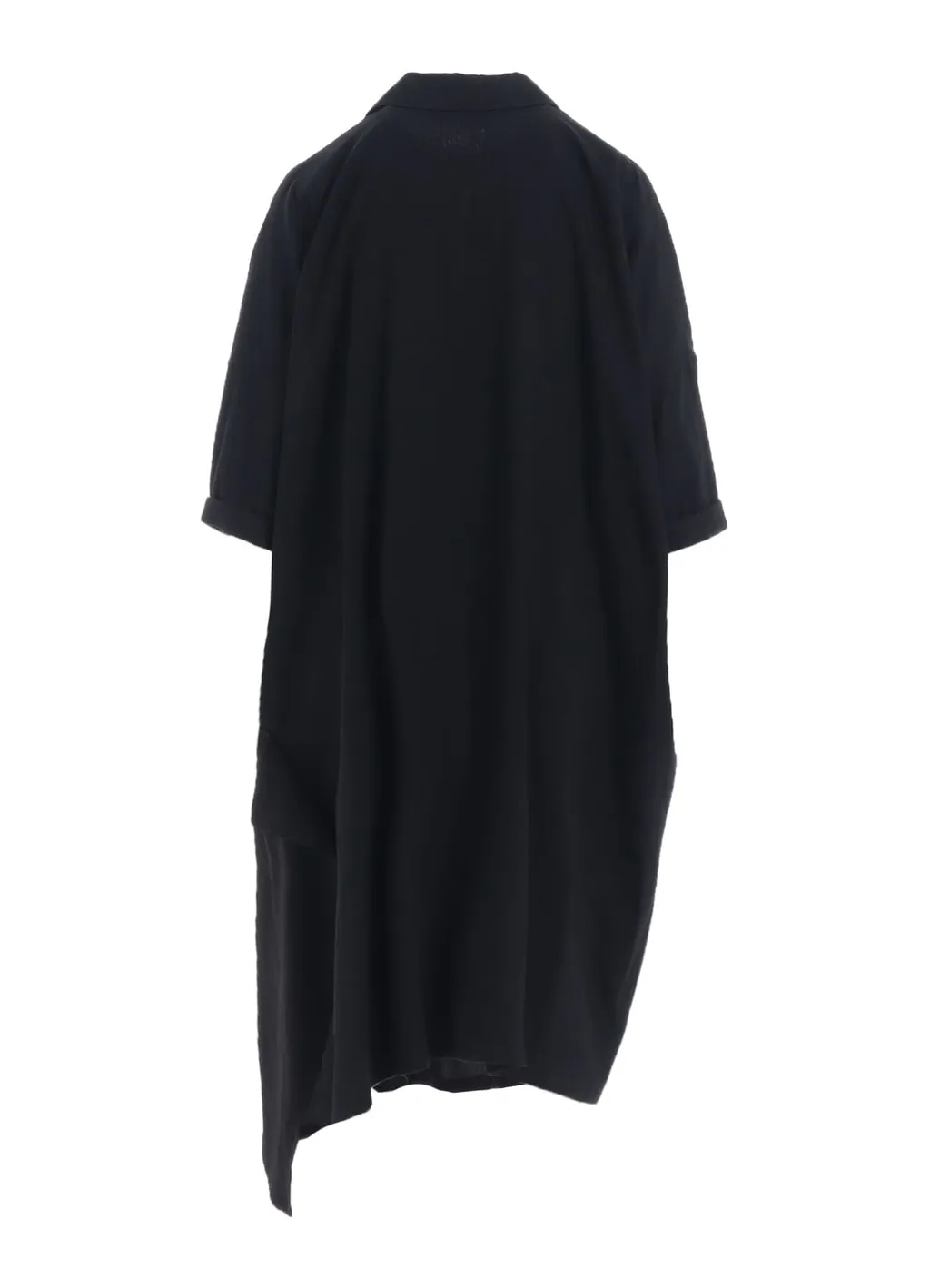 Crepe De Chine/6Oz Denim Asymmetric Half Sleeve Dress