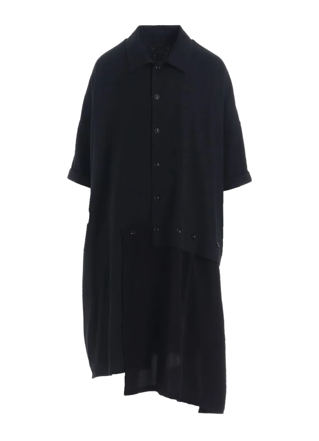 Crepe De Chine/6Oz Denim Asymmetric Half Sleeve Dress