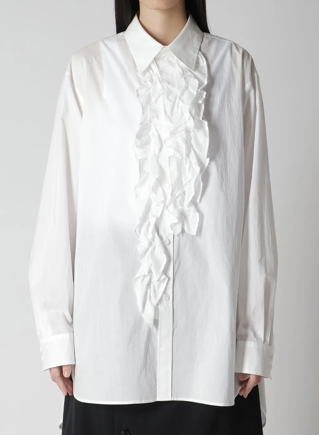 Cotton Lawn Untrimmed Frill Blouse