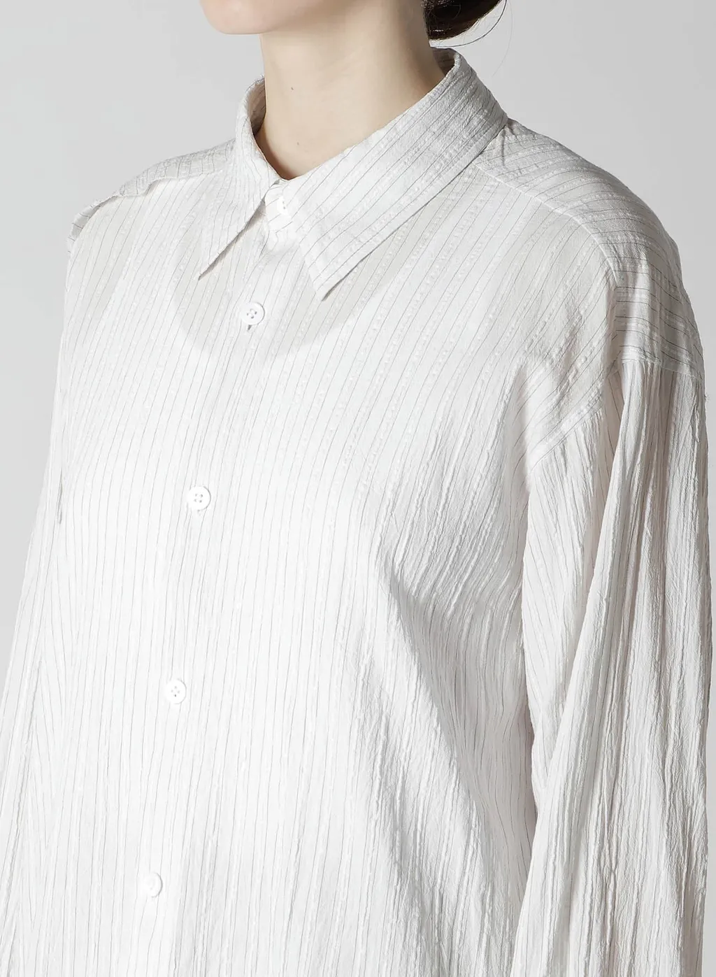 Cotton Voile Back-Side Cloth Stripe Blouse