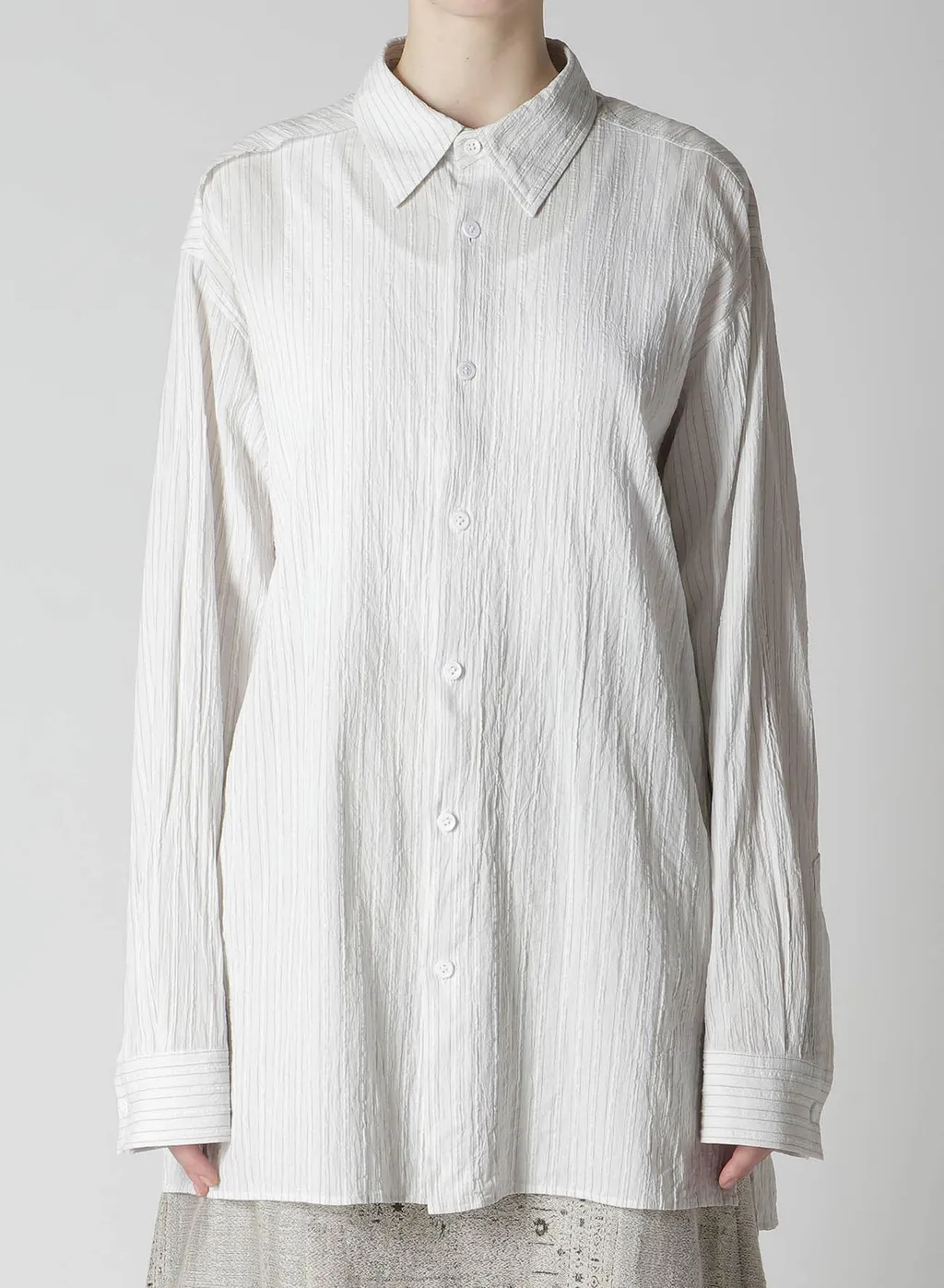 Cotton Voile Back-Side Cloth Stripe Blouse