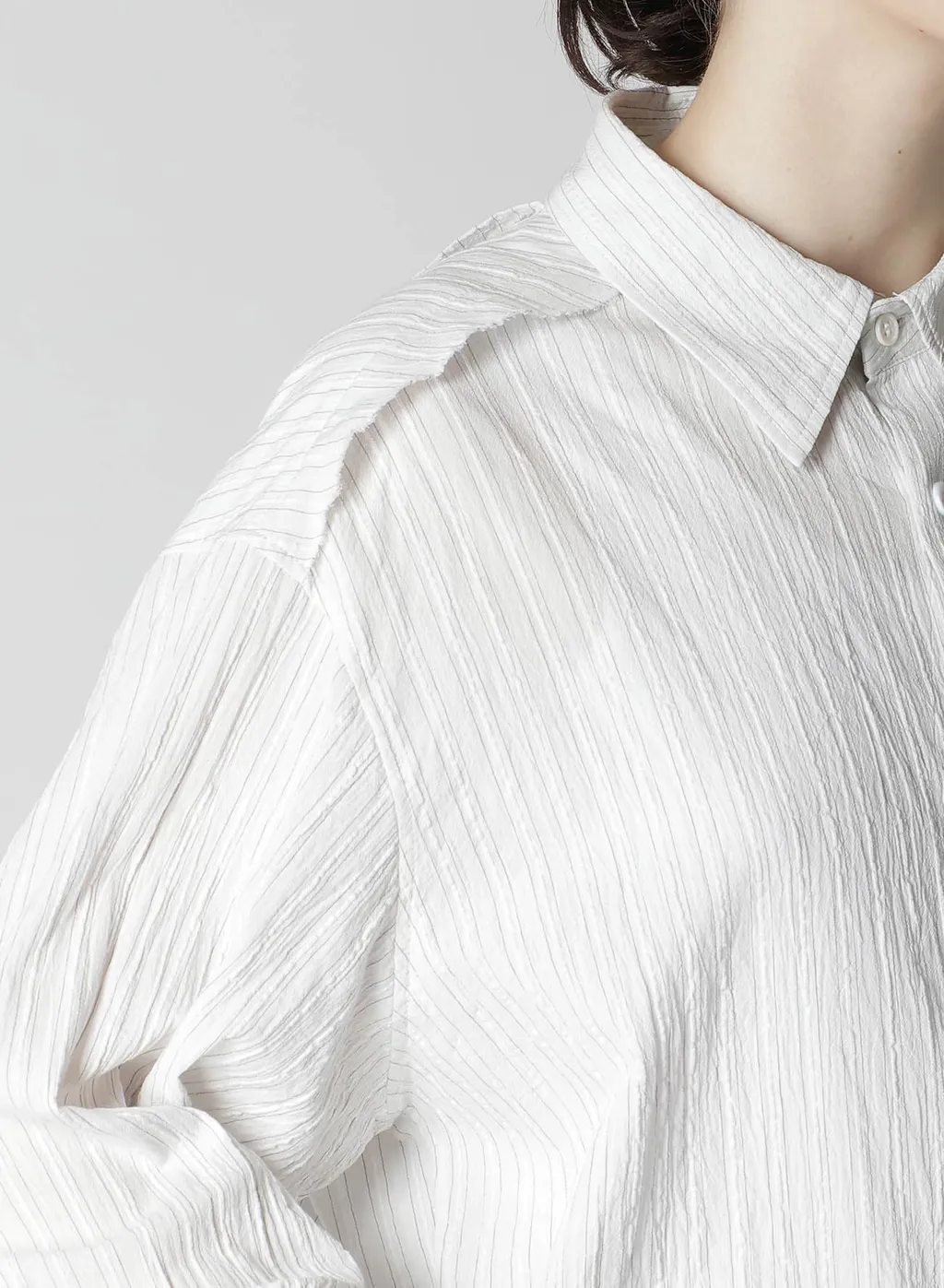 Cotton Voile Back-Side Cloth Stripe Blouse