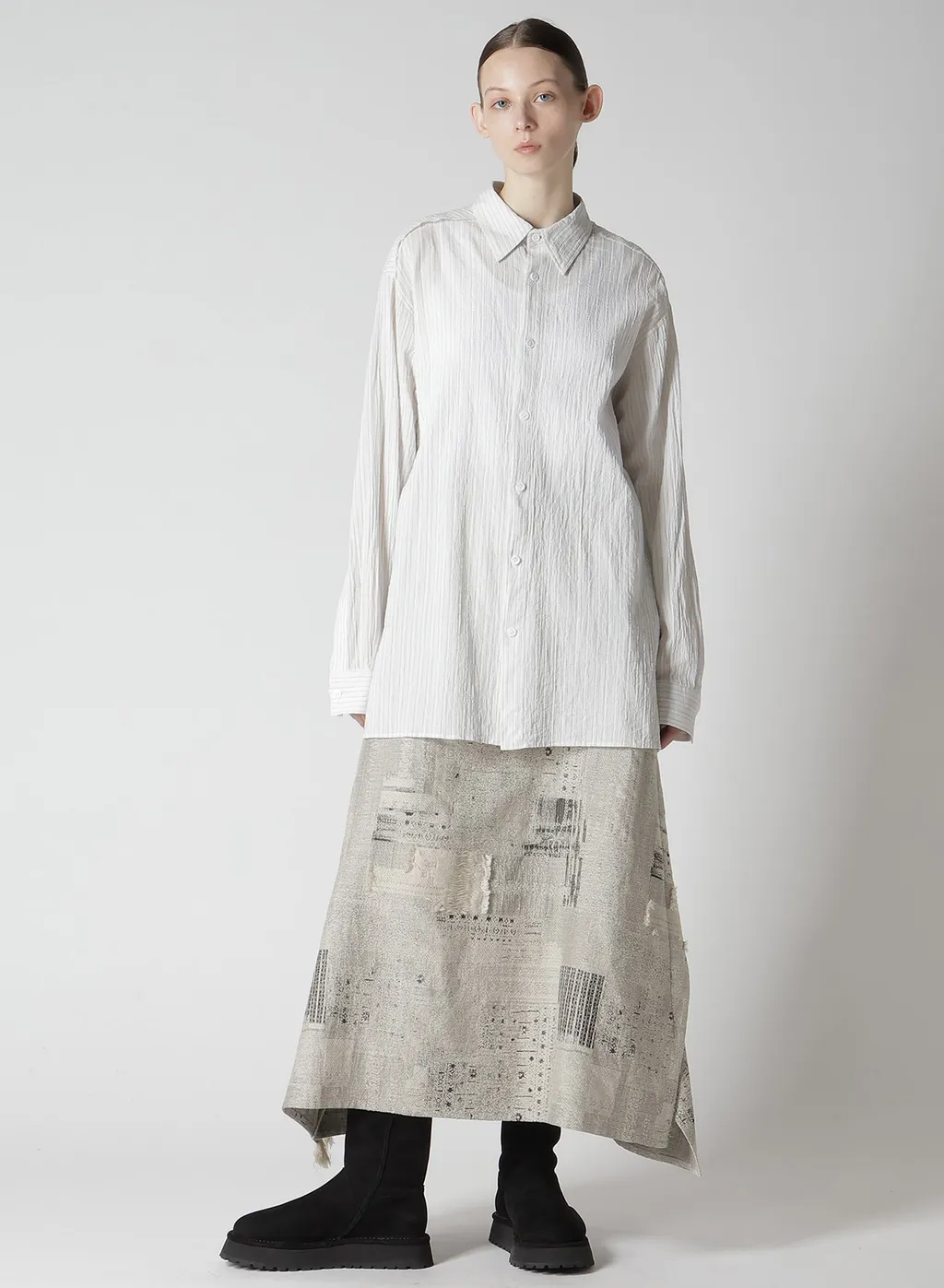 Cotton Voile Back-Side Cloth Stripe Blouse