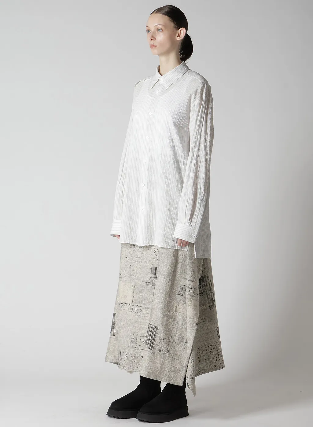 Cotton Voile Back-Side Cloth Stripe Blouse