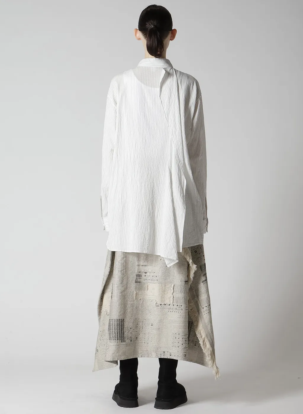 Cotton Voile Back-Side Cloth Stripe Blouse