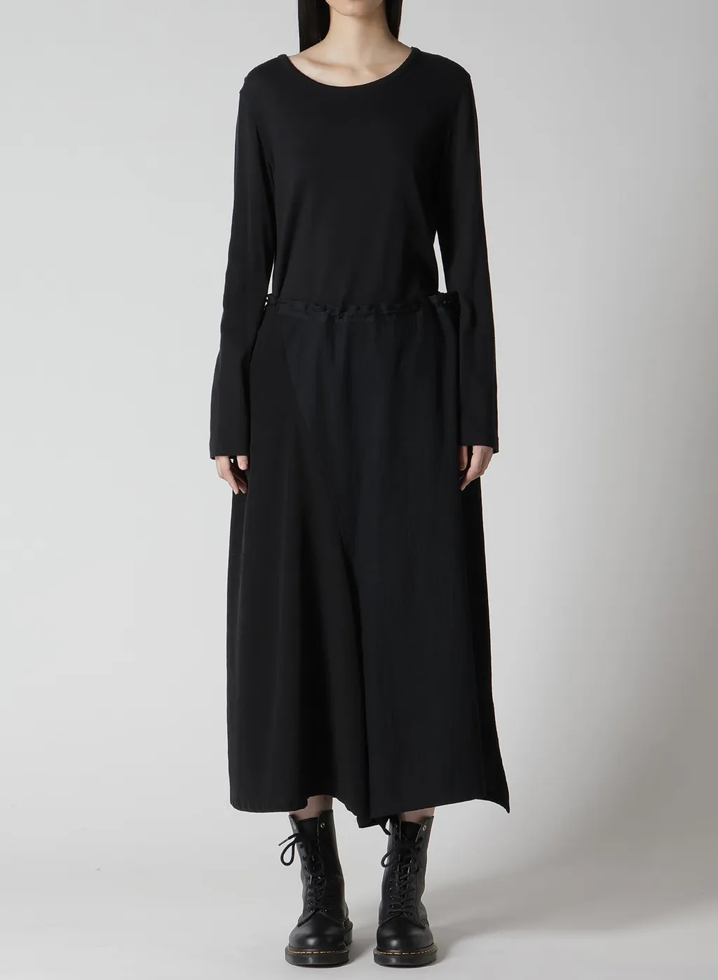 Crepe De Chine/6Oz Denim Right Dart Flare Pants