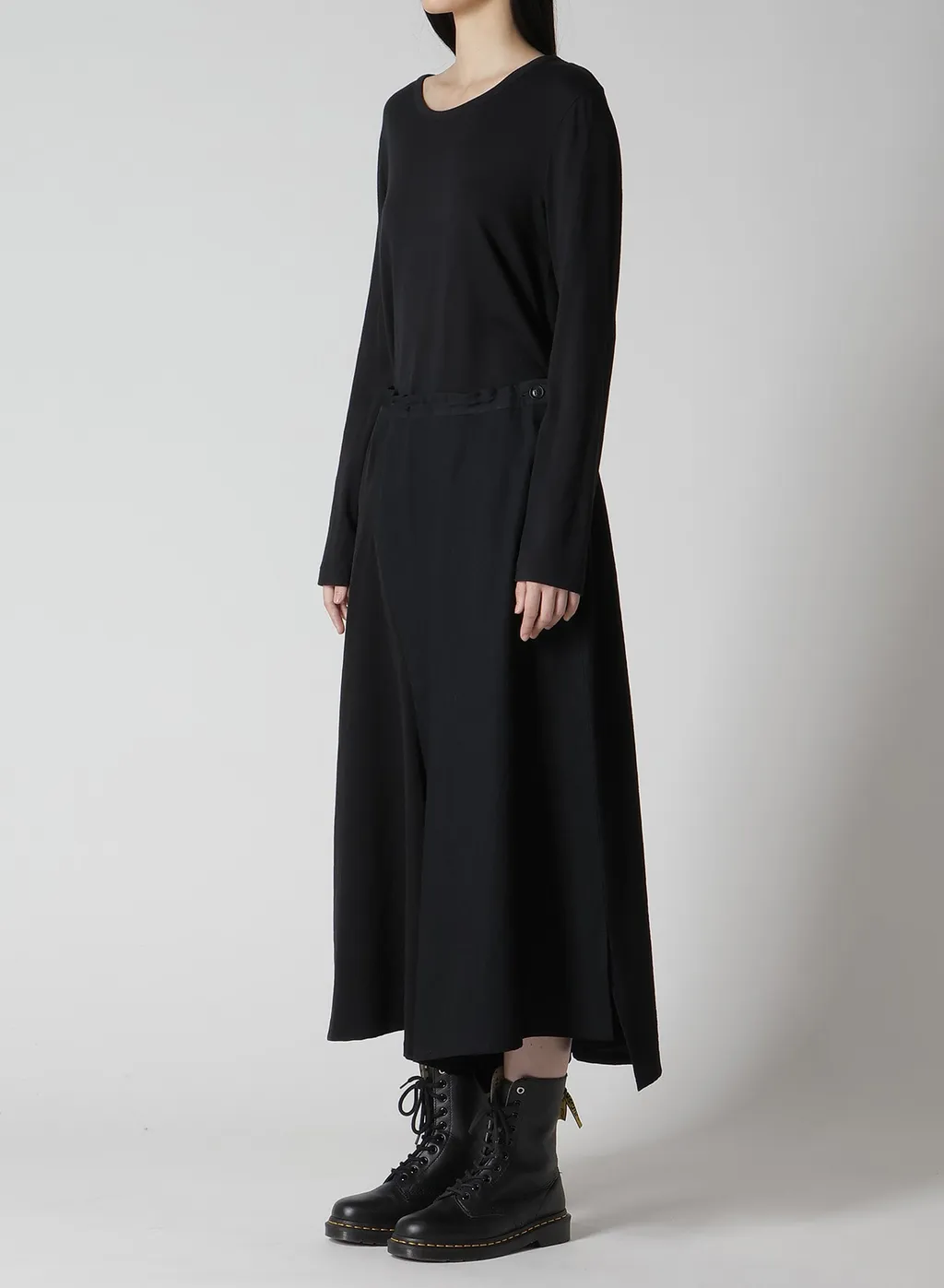 Crepe De Chine/6Oz Denim Right Dart Flare Pants