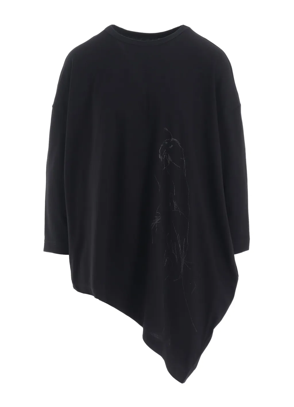 Cotton Jersey Animal Print Asymmetry Drape T