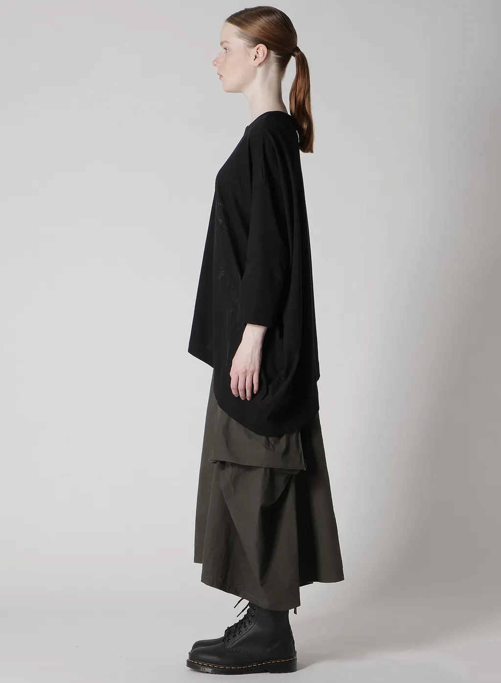 Cotton Jersey Animal Print Asymmetry Drape T