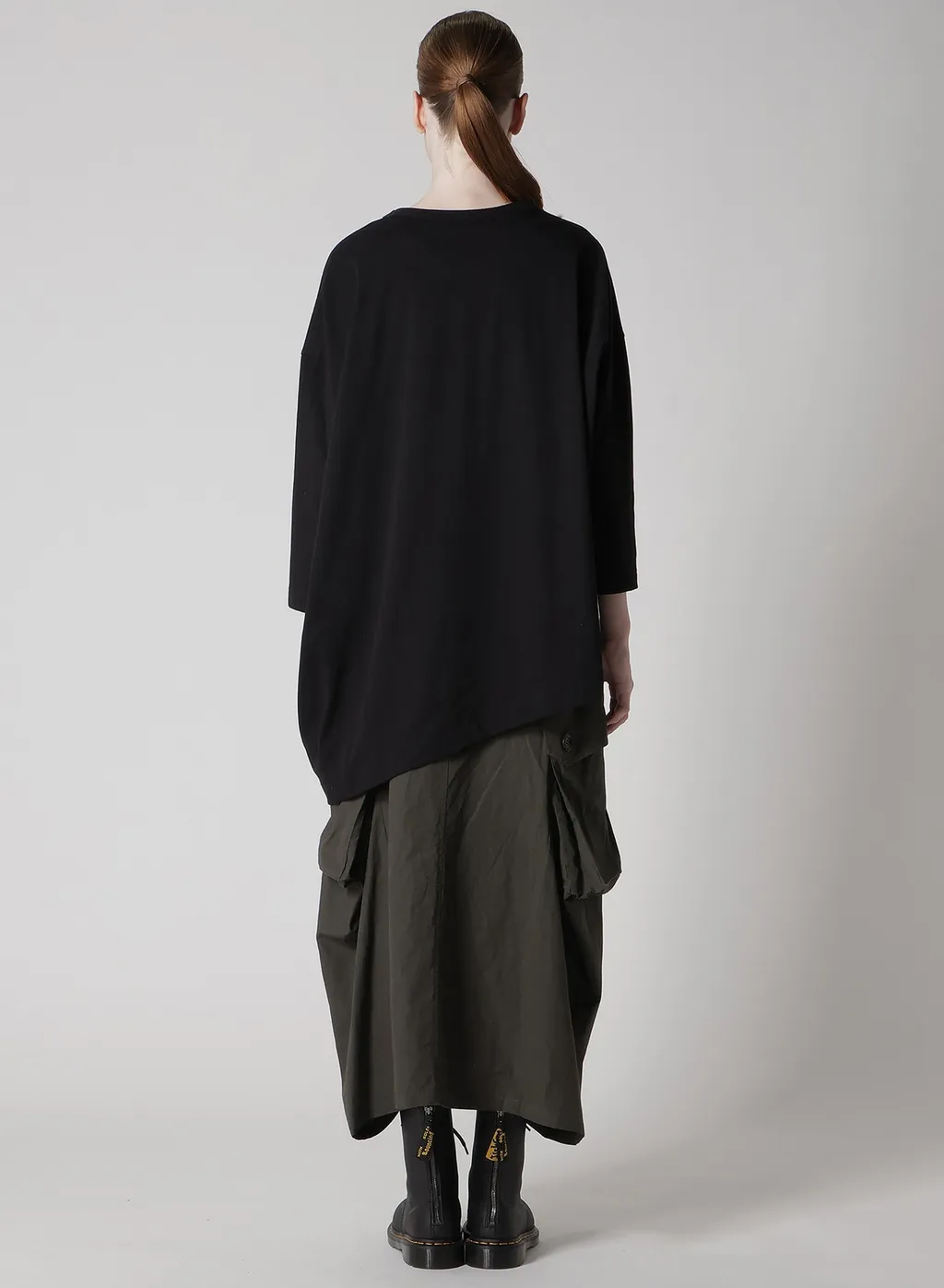 Cotton Jersey Animal Print Asymmetry Drape T