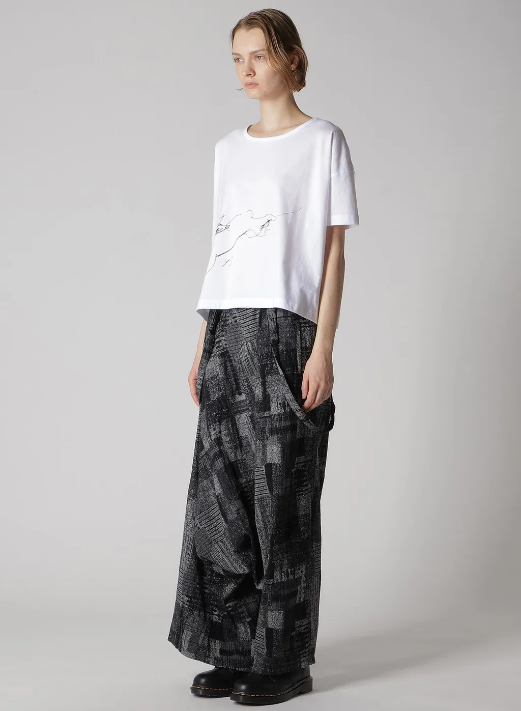 Cotton Jersey Animal Print Cropped Half Sleeve T